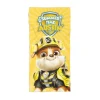 Bright yellow Paw Patrol beach towel featuring Rubble the bulldog, perfect for personalizing with your child's name for fun at the beach or pool.