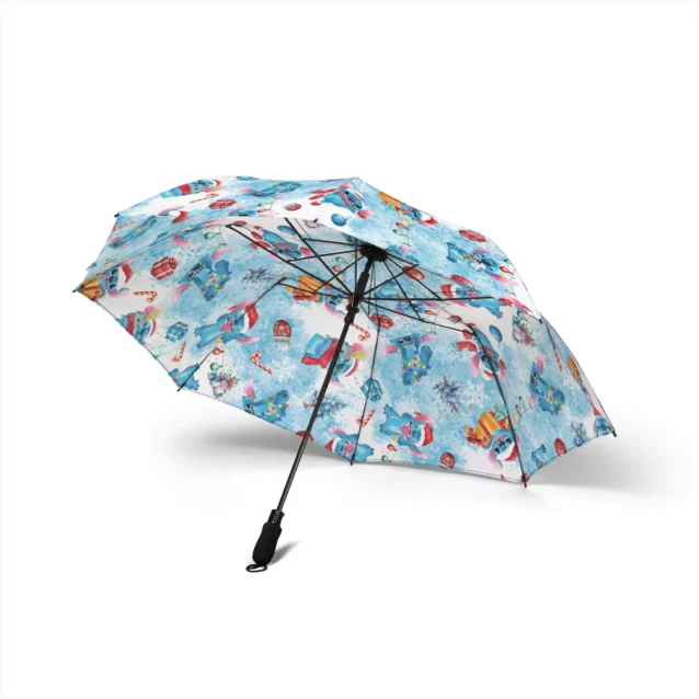 The Lilo & Stitch Christmas umbrella folded to 20.5 inches, ready for a bag.
