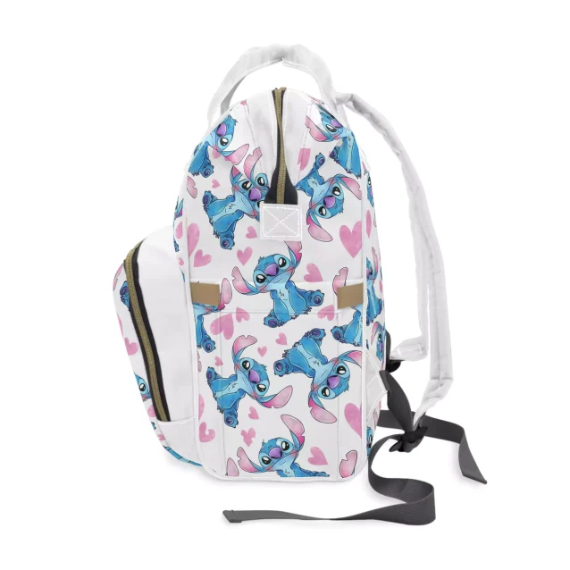 From diapers to galactic snacks, this white and blue Stitch diaper bag holds everything your little ohana needs.