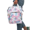 Stylish white and pink diaper bag featuring Disney's Lilo & Stitch, ideal for carrying all your baby essentials.