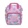 Makes a great gift for new parents! White, pink, and blue Lilo & Stitch diaper bag is both stylish and practical.
