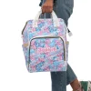 Makes a great gift for new parents! White, pink, and blue Lilo & Stitch diaper bag is both stylish and practical.