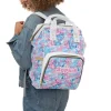 Organize your baby essentials in style with this white, pink, and blue Lilo & Stitch diaper bag.