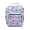 White, pink, and blue Lilo & Stitch diaper bag, perfect for adventures with your little one.