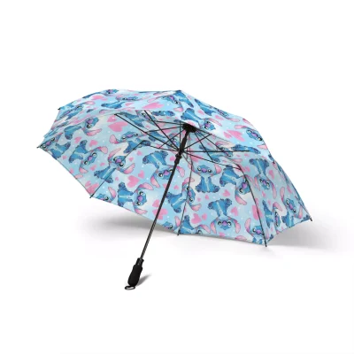 Underside of the Lilo & Stitch umbrella showing the anti-UV black coating.