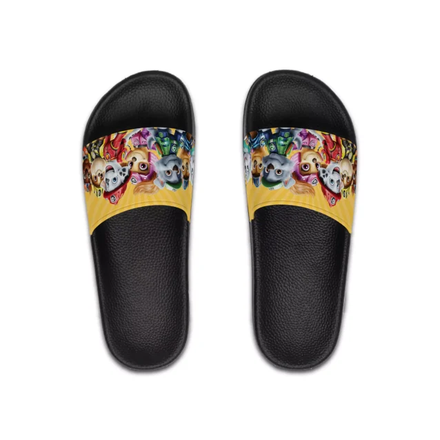 Supportive sandals in a cheerful yellow, adorned with Paw Patrol characters for stylish all-day fun.