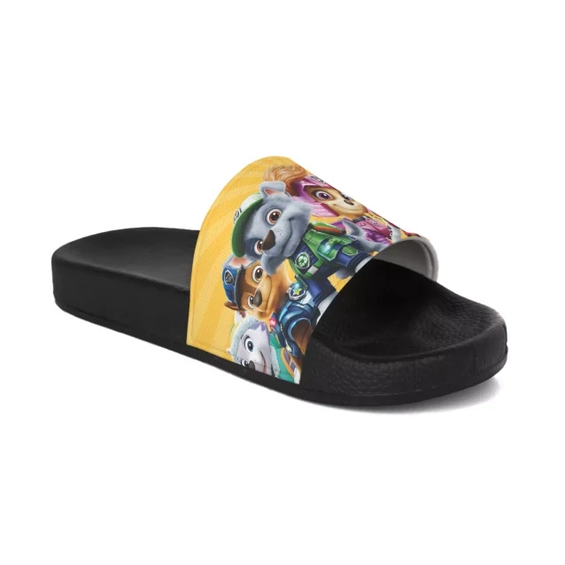 Bright yellow Paw Patrol sandals with playful graphics, ideal for young fans who love the PAW Patrol crew.