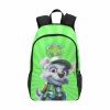 Green Paw Patrol backpack featuring Rocky, the recycling pup, with adjustable straps, side mesh pockets, and a front pocket. Personalized with child's name for a special touch.