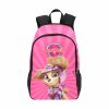 Blue Paw Patrol backpack with Skye, a flying pup, featuring a large main compartment, front pocket, side mesh pockets, and adjustable straps.