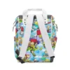 Back view of the Snoopy diaper bag showing the padded back panel and adjustable shoulder straps.