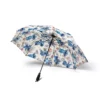 Rain beading on the waterproof canopy of the Stitch umbrella.