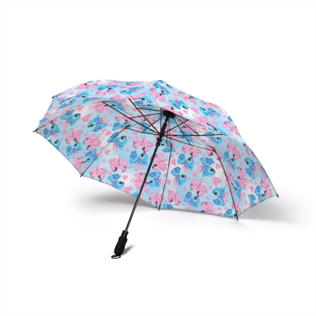 The reflective trim along the edge of the kids Stitch umbrella.