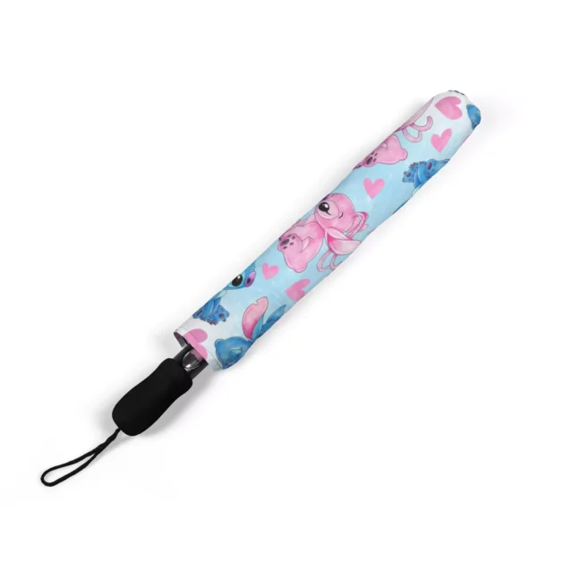 The Stitch umbrella shown closed, with its fabric tie fastened.