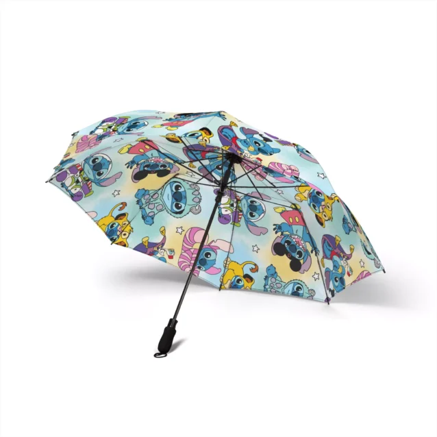 The Stitch umbrella open, spanning a generous 48 inches.