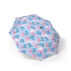 The Stitch Stitch & Angel Hearts (Blue) umbrella, open and printed edge to edge.