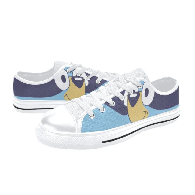 Custom big face Bluey portrait design children shoes on high top canvas backing