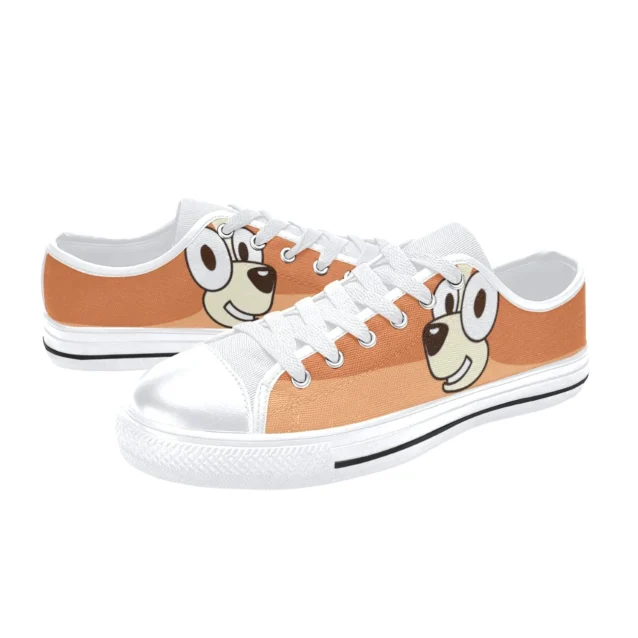 Custom Bluey & Bingo Sibling Duo edition canvas playground shoes with adjustable white laces