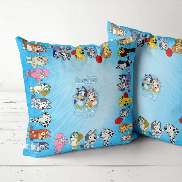 Bright and cheerful Bluey & Bingo pillowcase and pillow set to add some fun to bedtime.