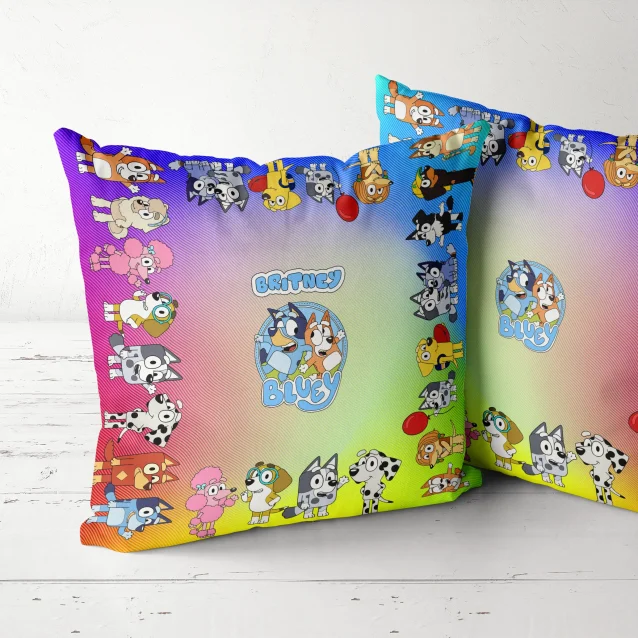 Adorable Bluey & Bingo pillowcase and pillow set, perfect for any young fan.