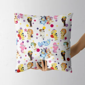Breathable Bluey & Bingo pillow and pillowcase set for a cool and comfortable sleep.