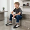 Side profile close up of custom bluey and bingo high top sneakers for kids