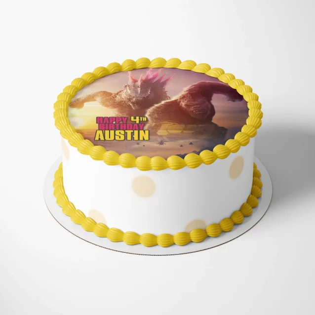 King Kong and Godzilla face off on a printable cake topper for the 2024 film.