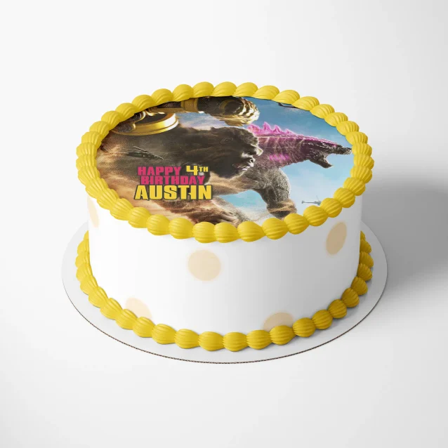 King Kong and Godzilla clash on a custom cake topper for the 2024 movie.
