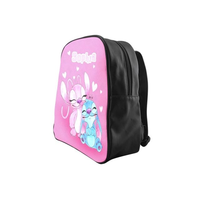 Customizable pink mini backpack featuring Lilo & Stitch. Strong, lightweight, and ships free!