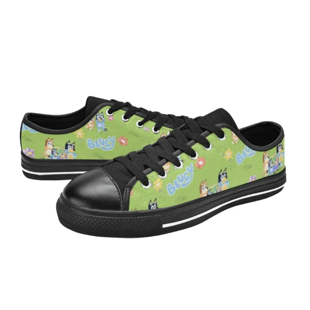 Meadow green custom Bluey playground shoes and sneakers with white laces