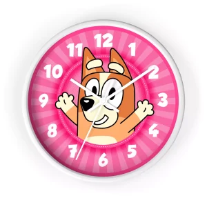 Bright and engaging Bluey Bingo clock for helping kids tell time.
