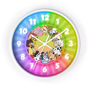 Count down to playtime with a pink, blue, or colorful Bluey wall clock.