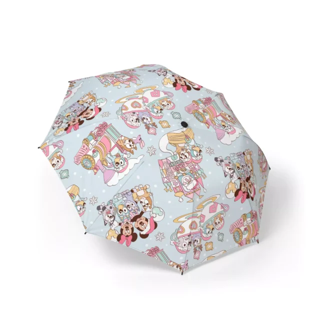 Bluey Christmas Bluey Christmas Baubles (Pale Blue) umbrella held open in the rain.