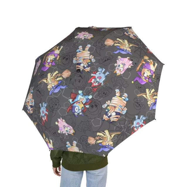 Underside of the Bluey Halloween umbrella showing its waterproof canopy.