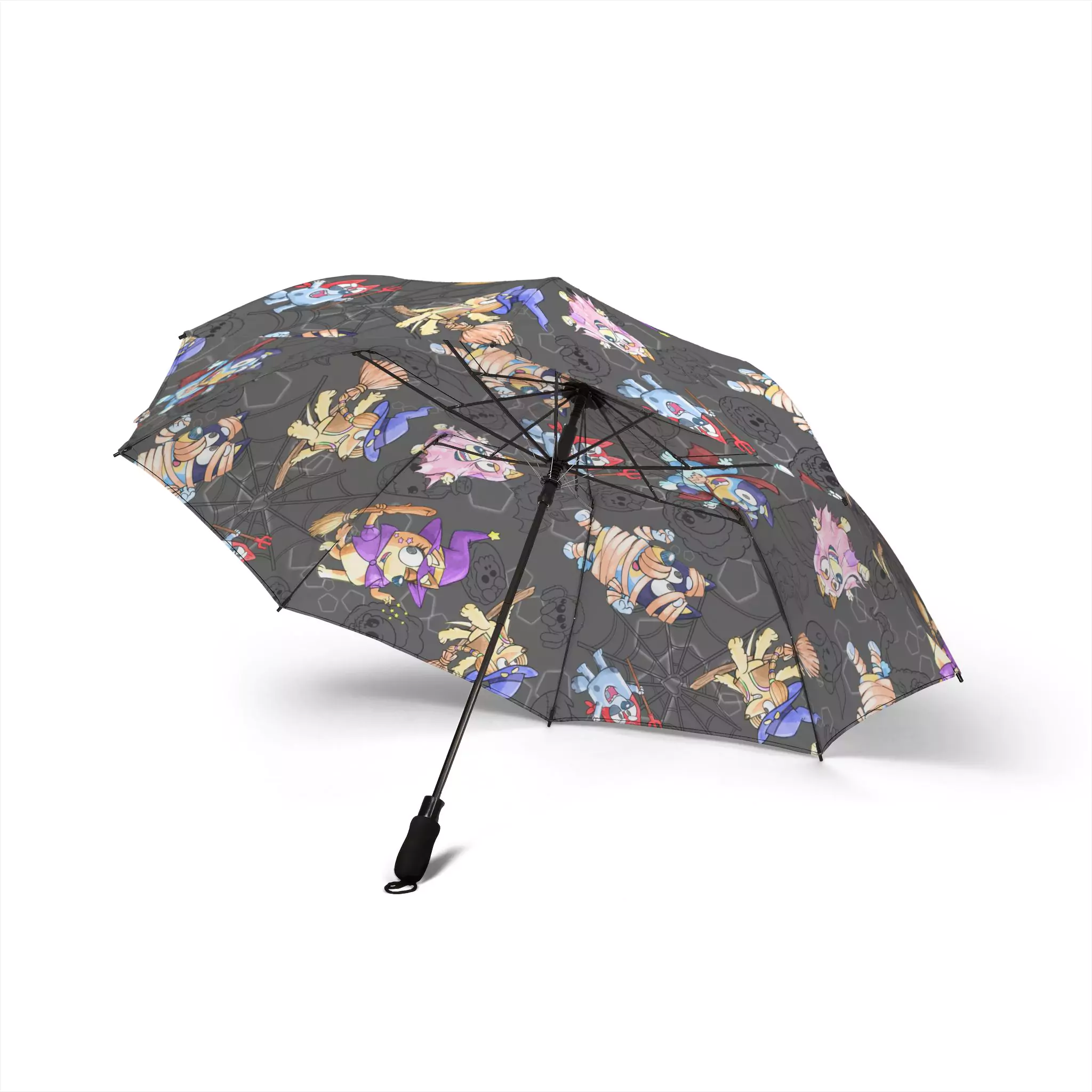 The Bluey Halloween umbrella folded to 20.5 inches, ready for a bag.