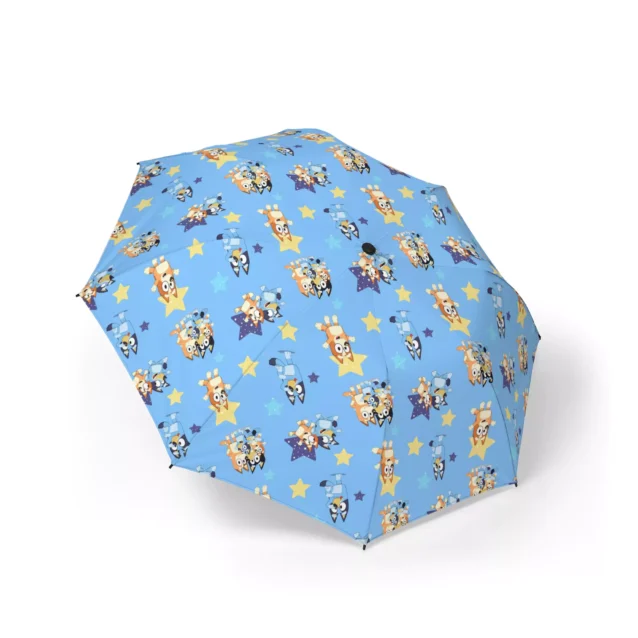 Close-up of the Bluey & Stars (Blue) print across the Bluey umbrella.