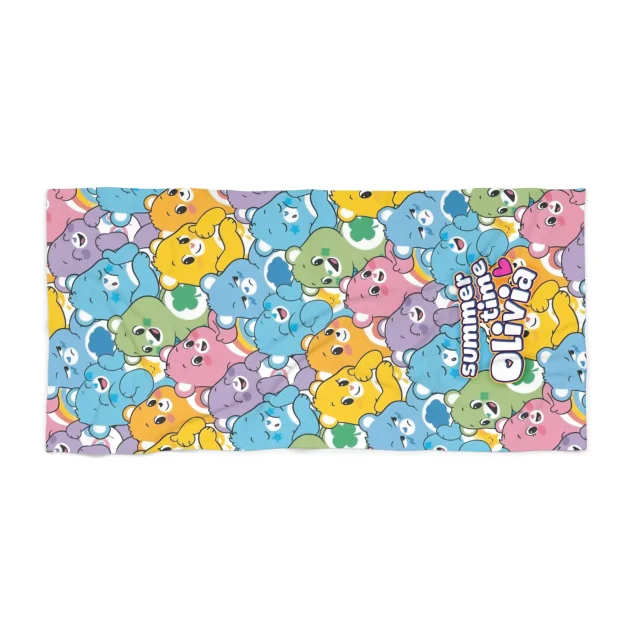 Soft and absorbent beach towel with a touch of Care Bears magic.