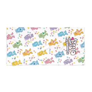 Make a splash with this personalized Care Bears beach towel.