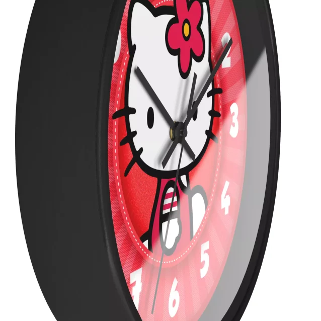 Educational and Eye-Catching: Red Hello Kitty Wall Clock for Kids.