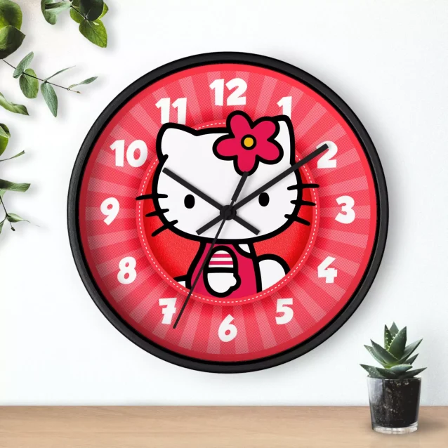 Bright Red Hello Kitty Wall Clock - The Purrfect Gift for Young Learners.