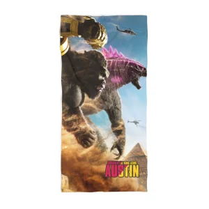 Cruise adventures with your personalized Kong X Godzilla Beach Towel.