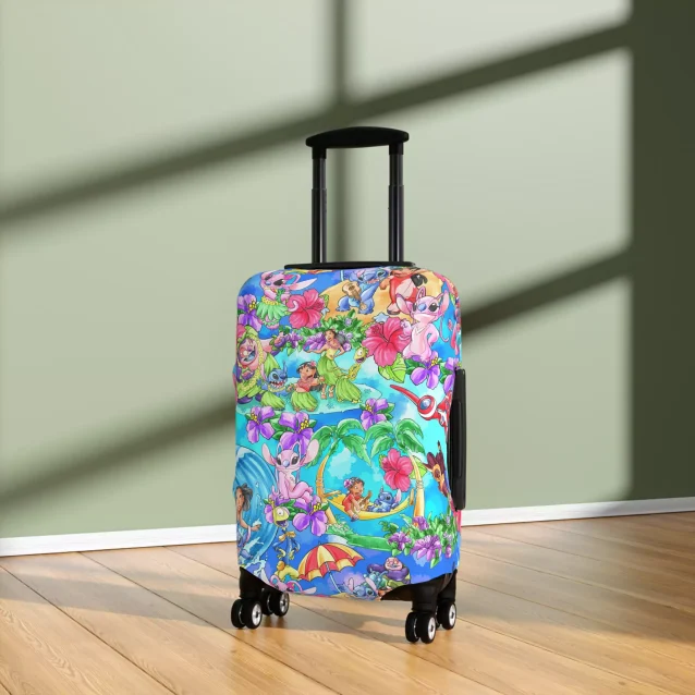 Travel with your favorite Disney characters with a Lilo & Stitch luggage cover.