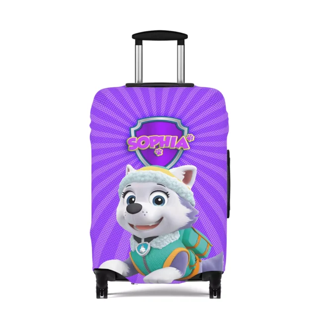 Shield Luggage with a Personalized Purple Everest Paw Patrol Cover