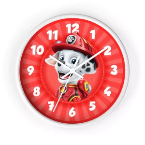 Red Paw Patrol alarm clock featuring Marshall, the Dalmatian firefighter pup.