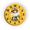 Playful yellow Paw Patrol wall clock with Rubble, the friendly construction pup, for a touch of fun in any room.