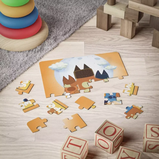 Personalized Bluey Puzzle Mothers Day gift showing the Heeler family.