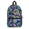 Front view of the standard personalized Sonic the Hedgehog school backpack for kids featuring blue waterproof canvas and custom name box printing.