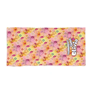 Beach towel personalized with your name alongside everyone's favorite honey-loving bear.