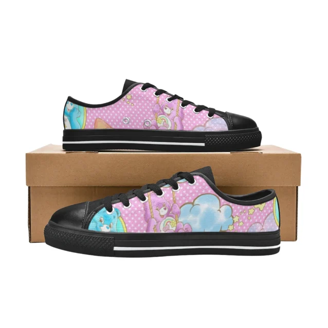 Comfortable everyday walking shoes for girls featuring the happy Cheer Bear.