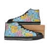 Close-up of the easy-to-clean textile fabric on the Care Bears friends graphic shoes.