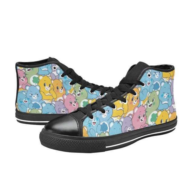 Non-slip rubber sole detail on the colorful Care Bears girls and boys shoes.